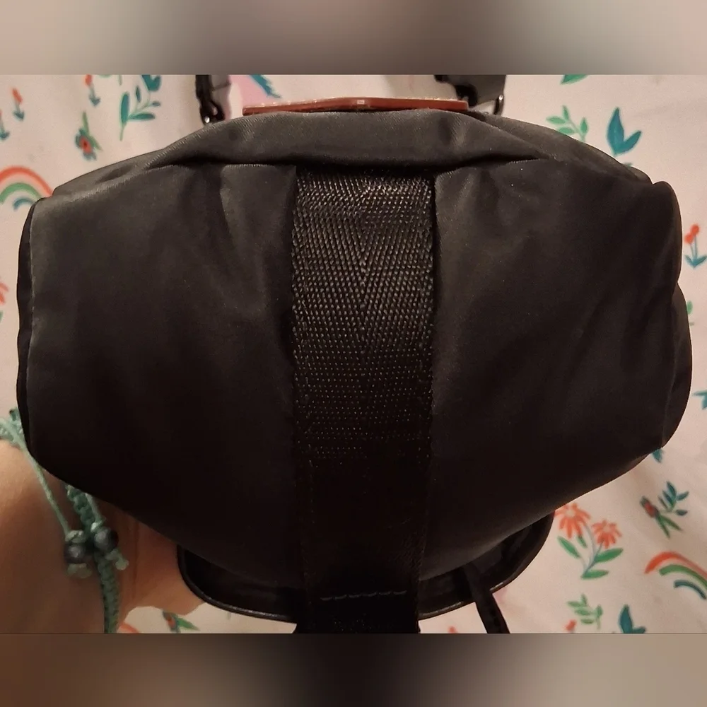 EUC MZ Wallace Micro Apex Black Calf & Nylon Casual Everyday Crossbody Purse Bag